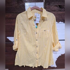 Kut from the Kloth Yellow Checkered Shirt
